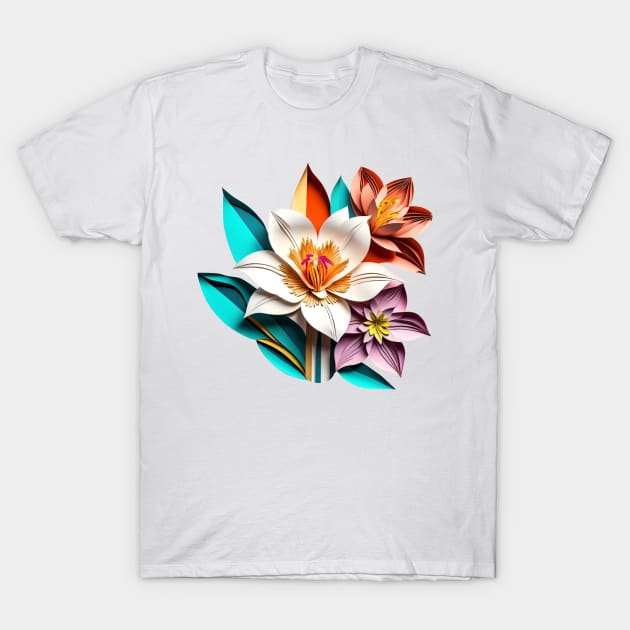 Lily - Papercut Style T-Shirt by Shubol